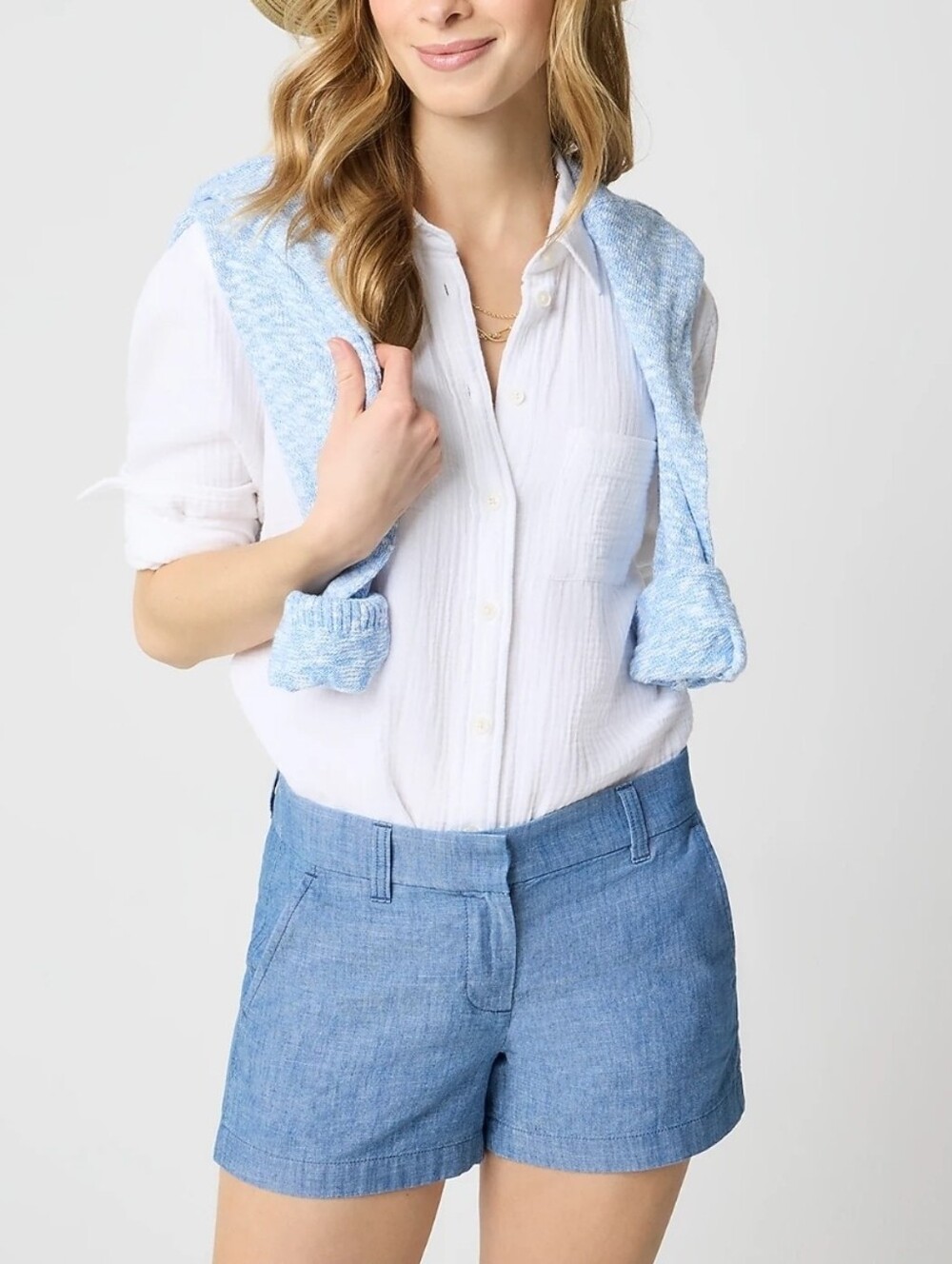 NWT J. Crew Light Blue Chambray Classic 3.5"  Women's Shorts